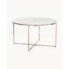 Tavolino Rotondo Da Salotto Con Piano In Vetro Effetto Marmo Antigua*Westwing Collection Hot
