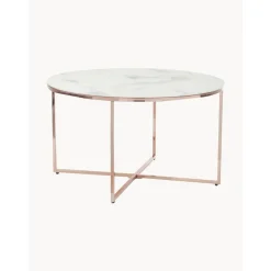 Tavolino Rotondo Da Salotto Con Piano In Vetro Effetto Marmo Antigua*Westwing Collection Hot