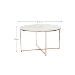Tavolino Rotondo Da Salotto Con Piano In Vetro Effetto Marmo Antigua*Westwing Collection Hot