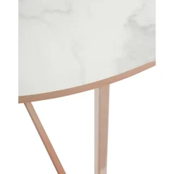 Tavolino Rotondo Da Salotto Con Piano In Vetro Effetto Marmo Antigua*Westwing Collection Hot