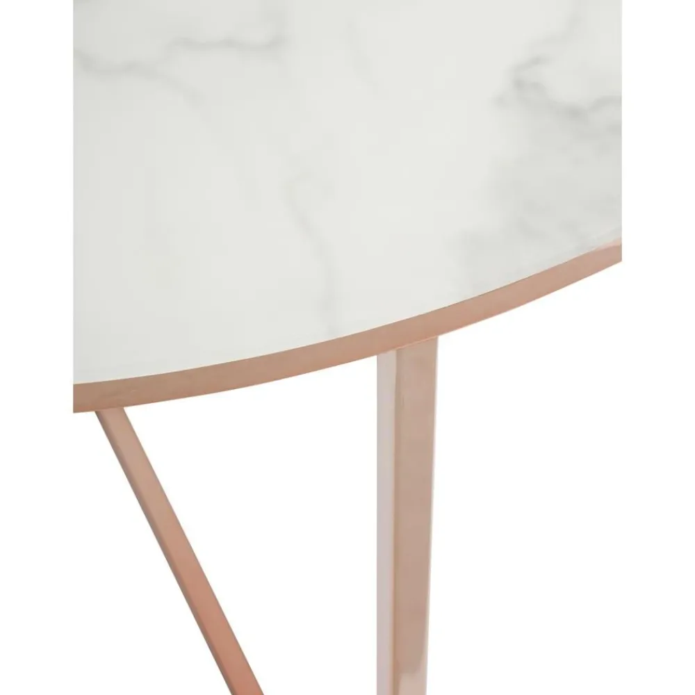 Tavolino Rotondo Da Salotto Con Piano In Vetro Effetto Marmo Antigua*Westwing Collection Hot