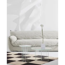 Tavolino Rotondo Da Salotto Con Piano In Vetro Iris*Pastill Sale