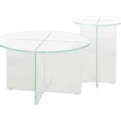 Tavolino Rotondo Da Salotto Con Piano In Vetro Iris*Pastill Sale