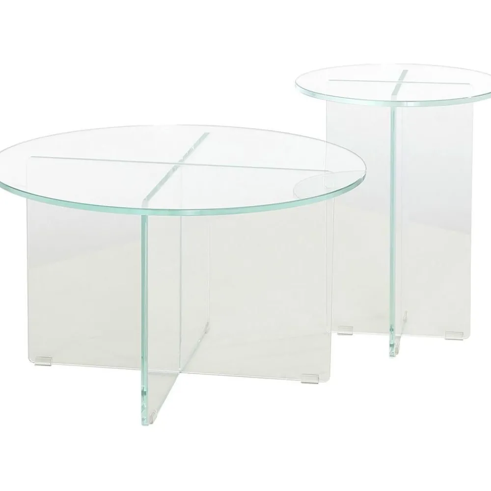 Tavolino Rotondo Da Salotto Con Piano In Vetro Iris*Pastill Sale