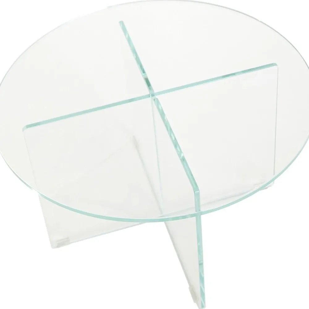 Tavolino Rotondo Da Salotto Con Piano In Vetro Iris*Pastill Sale