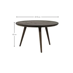 Tavolino Rotondo Da Salotto In Legno Di Quercia Accent, Fatto A Mano*Mater New