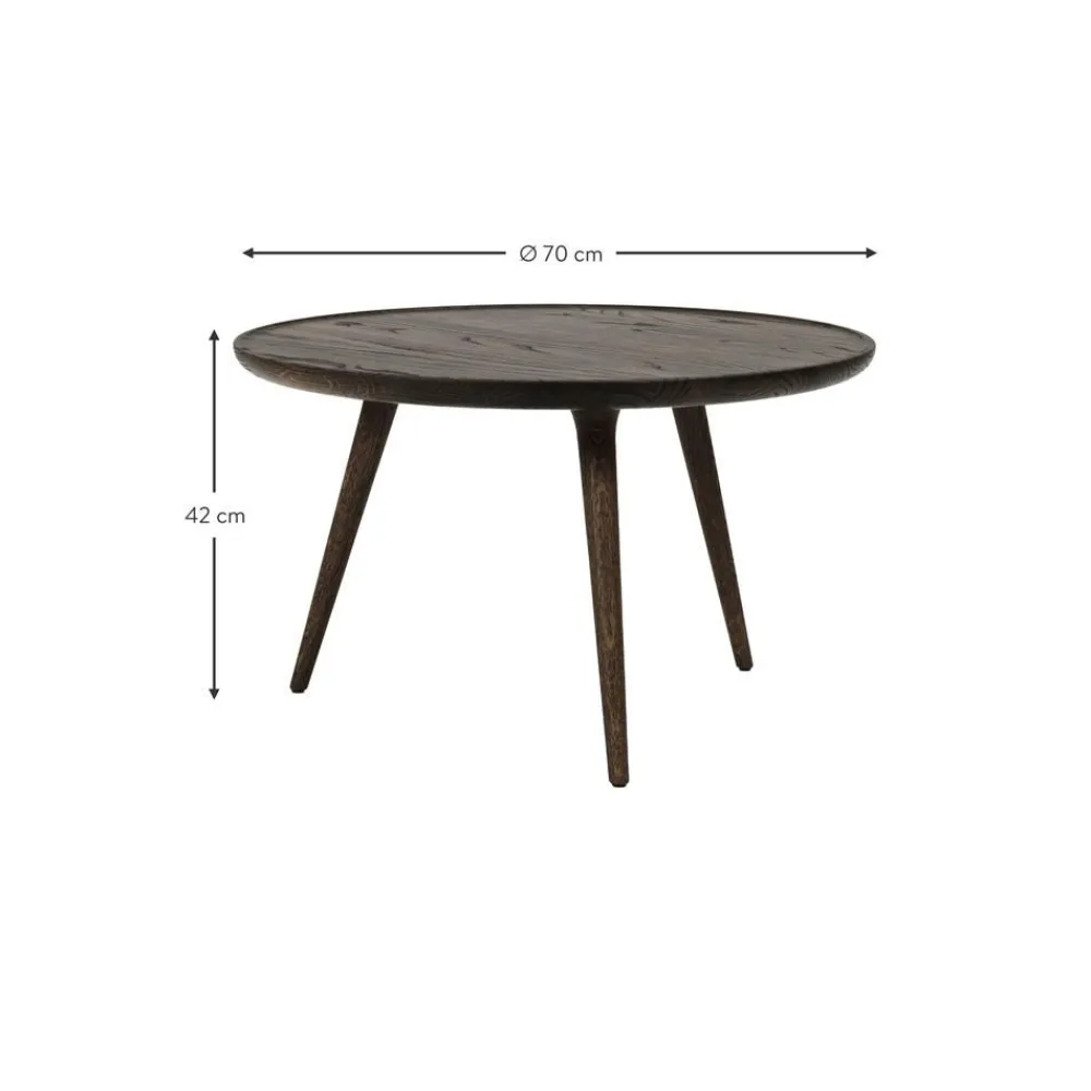 Tavolino Rotondo Da Salotto In Legno Di Quercia Accent, Fatto A Mano*Mater New