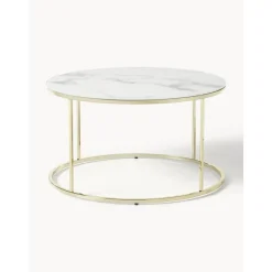Tavolino Rotondo Da Salotto Con Piano In Vetro Effetto Marmo Antigua*Westwing Collection Sale