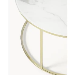 Tavolino Rotondo Da Salotto Con Piano In Vetro Effetto Marmo Antigua*Westwing Collection Sale