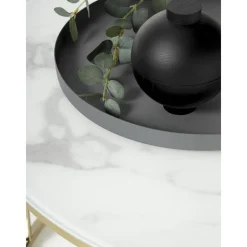 Tavolino Rotondo Da Salotto Con Piano In Vetro Effetto Marmo Antigua*Westwing Collection Sale