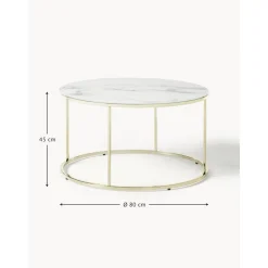 Tavolino Rotondo Da Salotto Con Piano In Vetro Effetto Marmo Antigua*Westwing Collection Sale