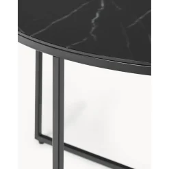 Tavolino Rotondo Da Salotto Con Piano In Vetro Effetto Marmo Antigua*Westwing Collection Outlet