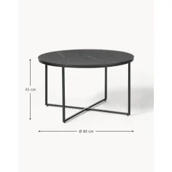 Tavolino Rotondo Da Salotto Con Piano In Vetro Effetto Marmo Antigua*Westwing Collection Outlet