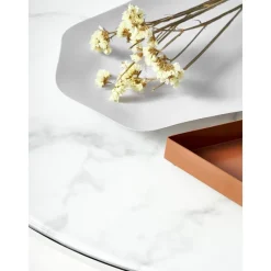 Tavolino Rotondo Da Salotto Con Piano In Vetro Effetto Marmo Antigua*Westwing Collection New