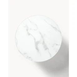 Tavolino Rotondo Da Salotto Con Piano In Vetro Effetto Marmo Antigua*Westwing Collection New