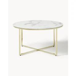 Tavolino Rotondo Da Salotto Con Piano In Vetro Effetto Marmo Antigua*Westwing Collection Best