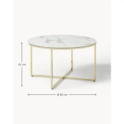 Tavolino Rotondo Da Salotto Con Piano In Vetro Effetto Marmo Antigua*Westwing Collection Best