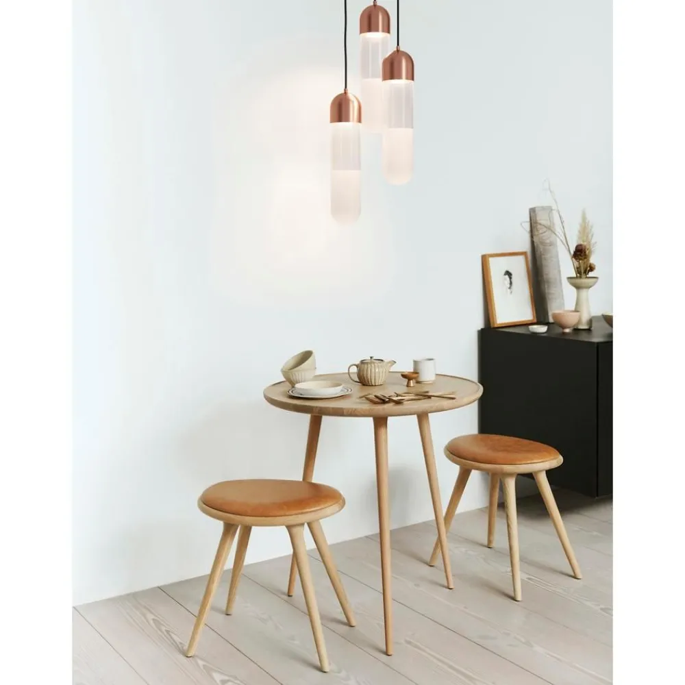 Tavolino Rotondo In Legno Di Quercia Accent, Fatto A Mano*Mater Outlet