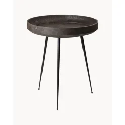 Tavolino Rotondo In Legno Di Quercia Bowl, Fatto A Mano*Mater New