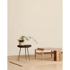 Tavolino Rotondo In Legno Di Quercia Bowl, Fatto A Mano*Mater New