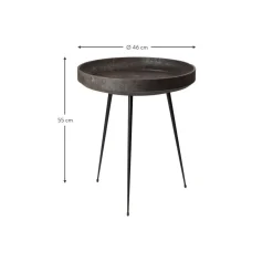 Tavolino Rotondo In Legno Di Quercia Bowl, Fatto A Mano*Mater New