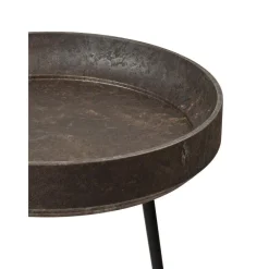 Tavolino Rotondo In Legno Di Quercia Bowl, Fatto A Mano*Mater New