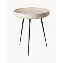 Tavolino Rotondo In Legno Di Quercia Bowl, Fatto A Mano*Mater Sale