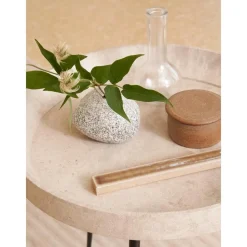 Tavolino Rotondo In Legno Di Quercia Bowl, Fatto A Mano*Mater Sale