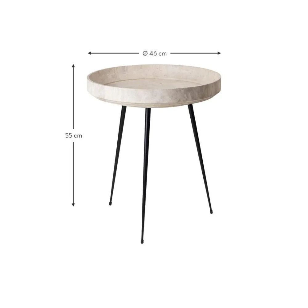 Tavolino Rotondo In Legno Di Quercia Bowl, Fatto A Mano*Mater Sale