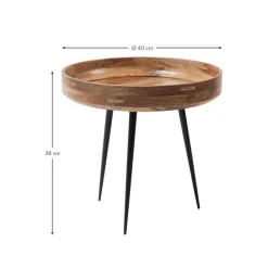 Tavolino Rotondo In Legno Di Mango Bowl*Mater Clearance