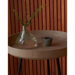 Tavolino Rotondo In Legno Di Quercia Bowl, Fatto A Mano*Mater Fashion