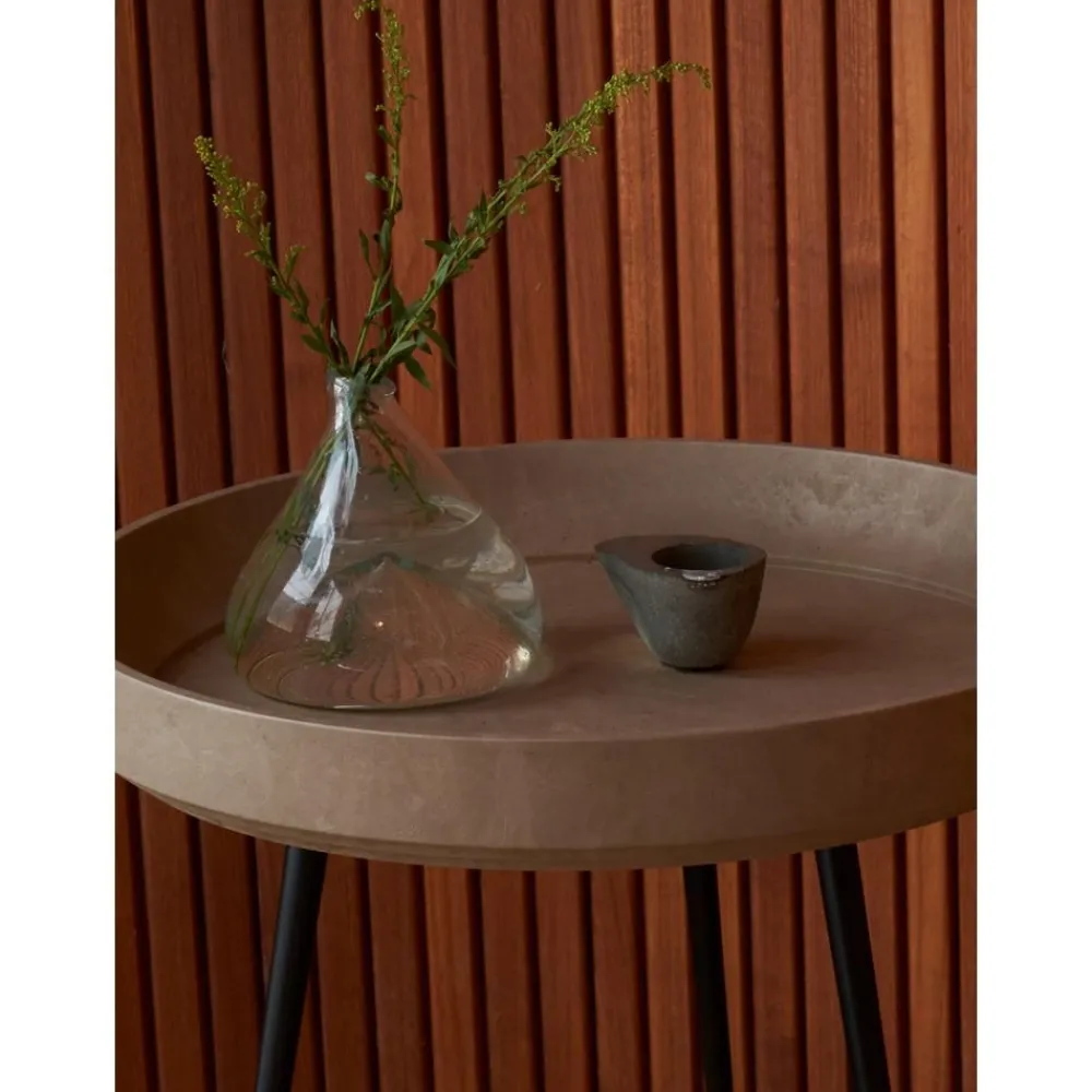 Tavolino Rotondo In Legno Di Quercia Bowl, Fatto A Mano*Mater Fashion