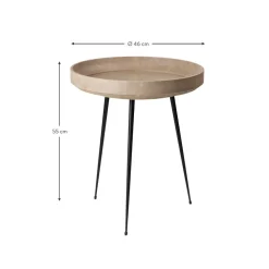 Tavolino Rotondo In Legno Di Quercia Bowl, Fatto A Mano*Mater Fashion