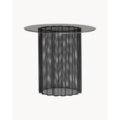 Tavolino Rotondo In Metallo Con Piano In Vetro Flow*Hübsch Outlet