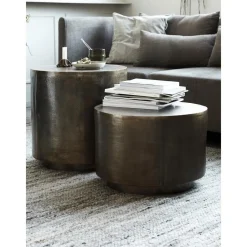 Tavolino Rotondo In Metallo Con Finitura Anticata Rota*House Doctor Sale