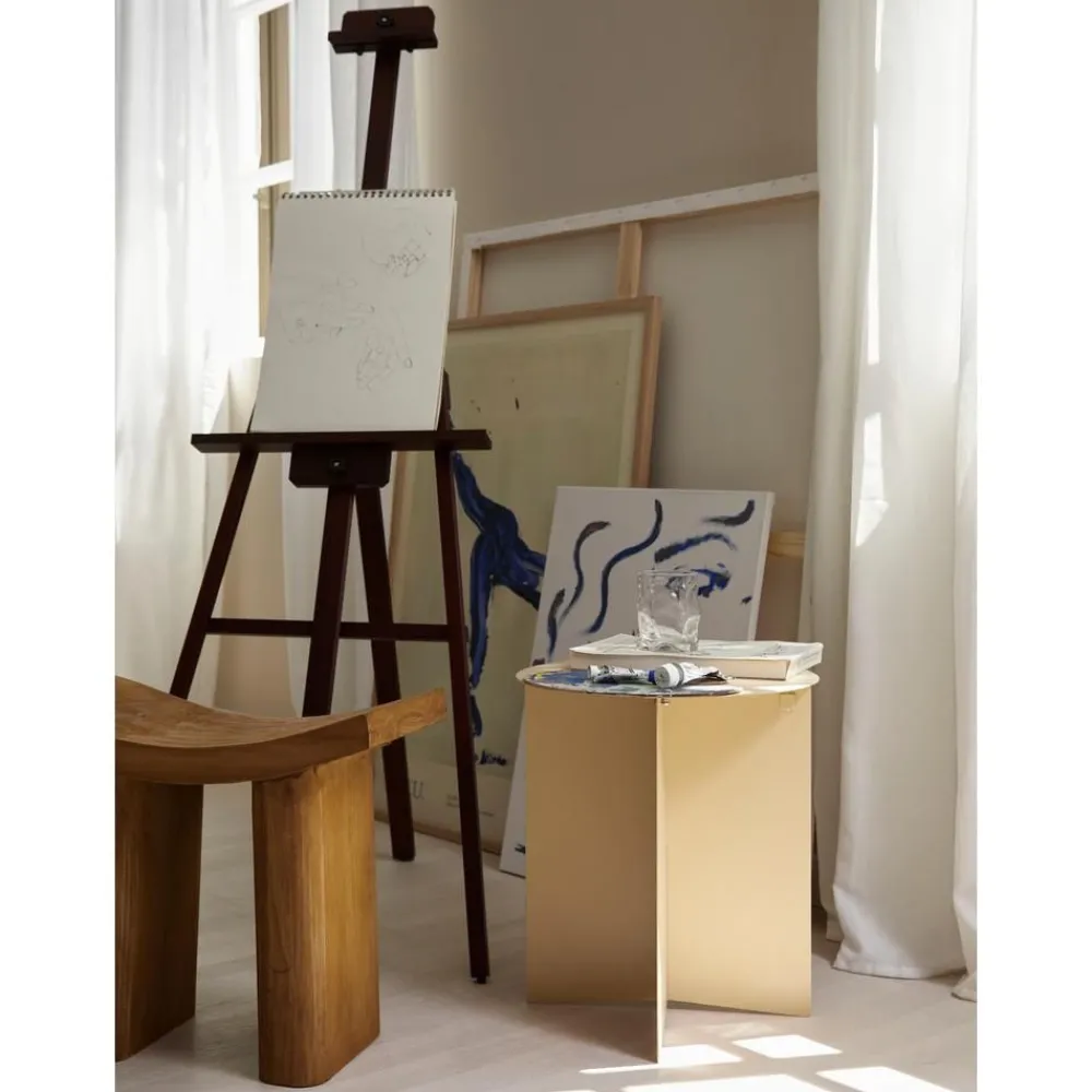 Tavolino Rotondo In Metallo Color Crema Dinga*HKliving Best