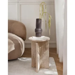 Tavolino Rotondo In Travertino Marisa*Westwing Collection Discount