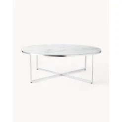 Tavolino Rotondo Xl Da Salotto Con Piano In Vetro Effetto Marmo Antigua*Westwing Collection Fashion