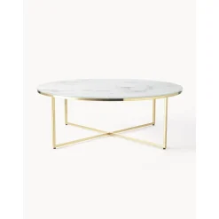 Tavolino Rotondo Xl Da Salotto Con Piano In Vetro Effetto Marmo Antigua*Westwing Collection Online