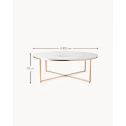 Tavolino Rotondo Xl Da Salotto Con Piano In Vetro Effetto Marmo Antigua*Westwing Collection Fashion