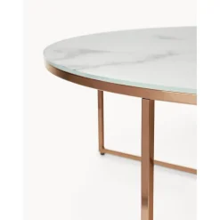 Tavolino Rotondo Xl Da Salotto Con Piano In Vetro Effetto Marmo Antigua*Westwing Collection Fashion