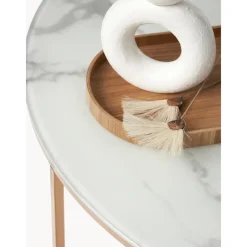 Tavolino Rotondo Xl Da Salotto Con Piano In Vetro Effetto Marmo Antigua*Westwing Collection Fashion