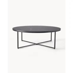 Tavolino Rotondo Xl Da Salotto Con Piano In Vetro Effetto Marmo Antigua*Westwing Collection Discount