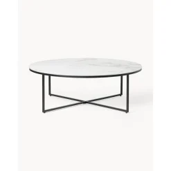 Tavolino Rotondo Xl Da Salotto Con Piano In Vetro Effetto Marmo Antigua*Westwing Collection Clearance