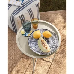 Tavolino-Vassoio Rotondo In Metallo Sangro*Brafab New