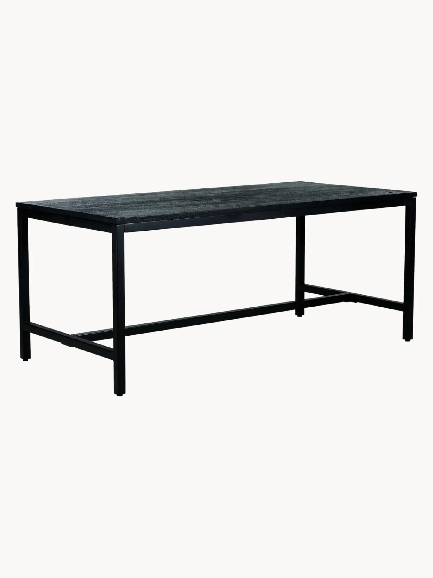 Tavolo Con Piano In Legno Massiccio Nero Raw, 180X90 Cm