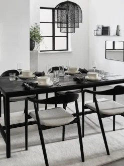 Tavolo Con Piano In Legno Massiccio Nero Raw, 180X90 Cm