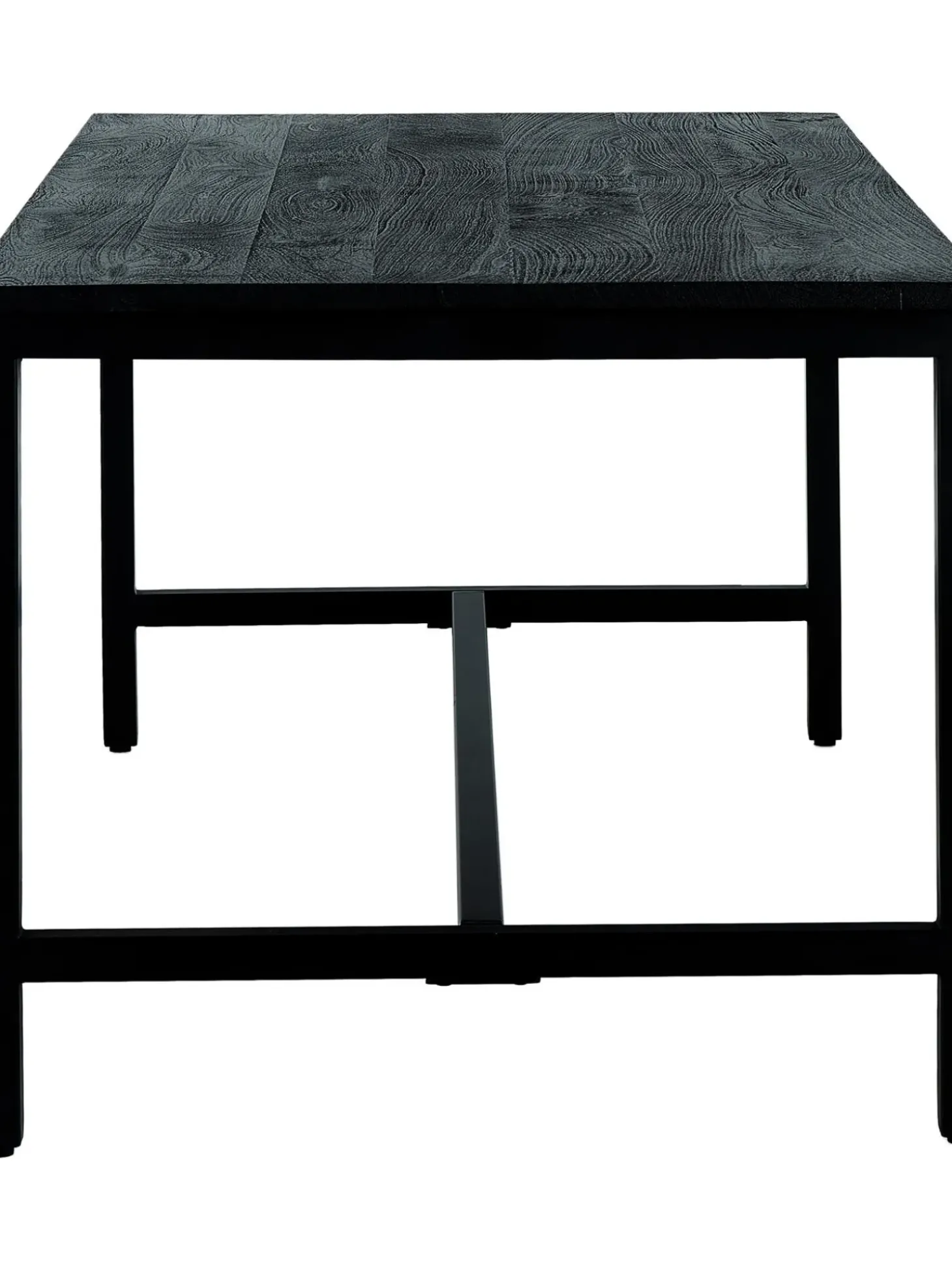 Tavolo Con Piano In Legno Massiccio Nero Raw, 180X90 Cm