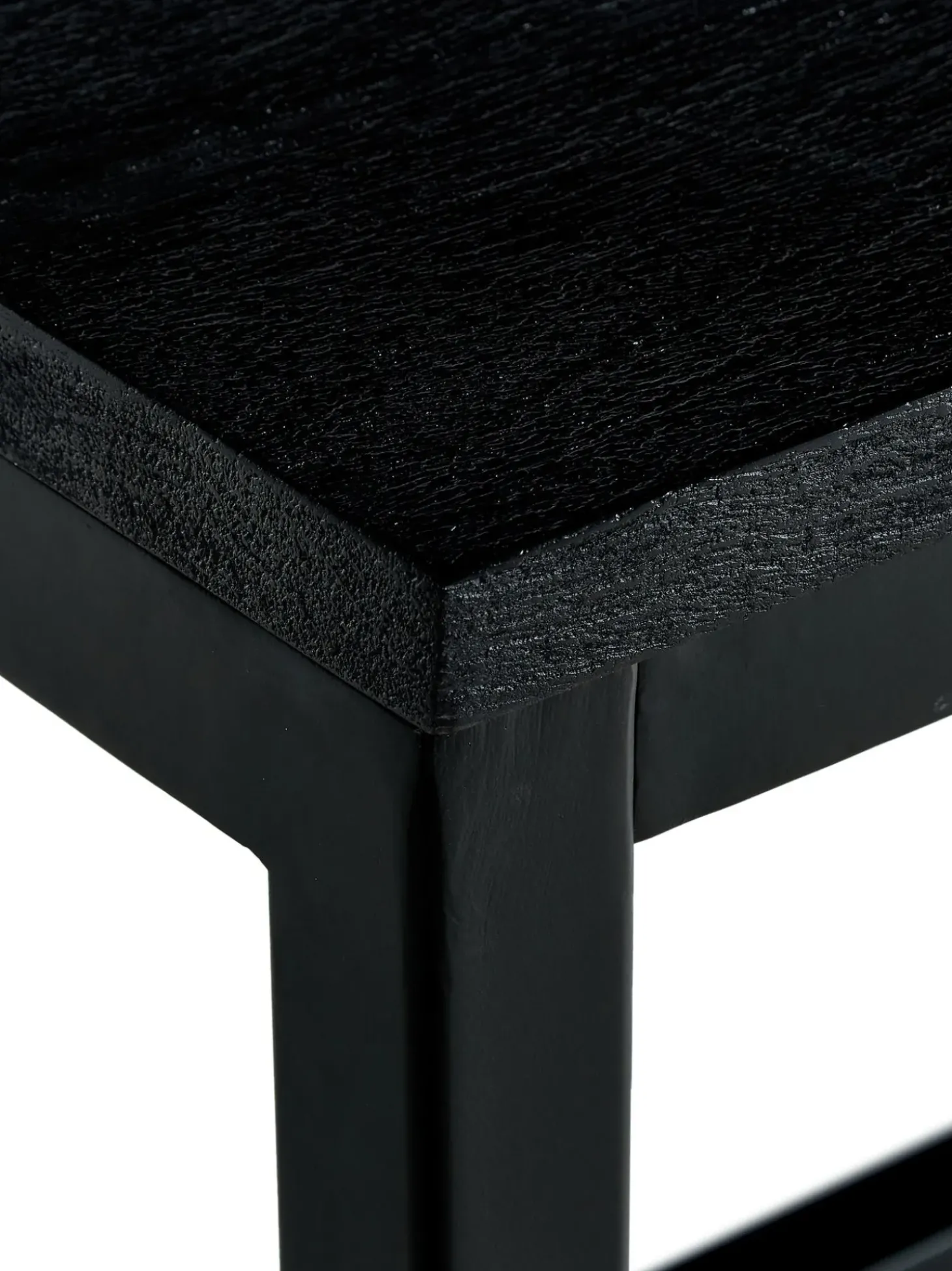 Tavolo Con Piano In Legno Massiccio Nero Raw, 180X90 Cm