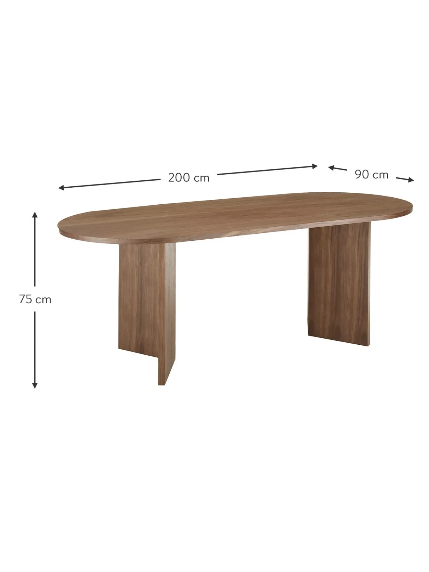 Tavolo Da Pranzo Ovale In Legno Toni, 200X90 Cm